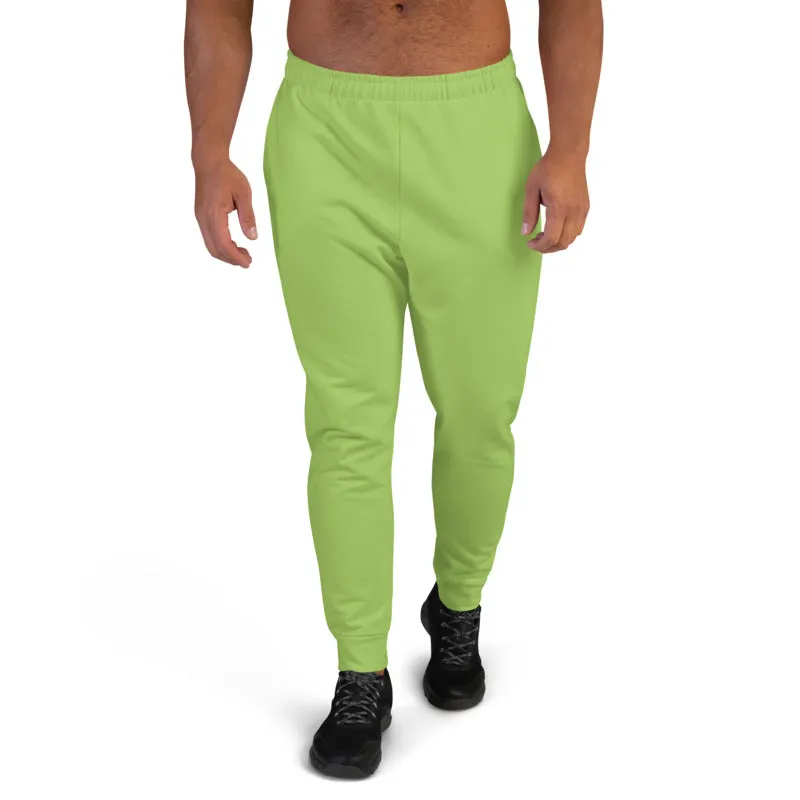 Light Green Men's Joggers, Solid Color Colorful Premium Sweatpants For Men-Made in EU/MX