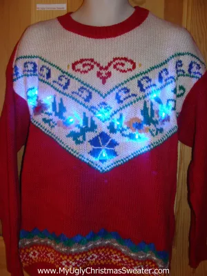 Light Up Ugly Xmas Sweater 80s Horrible Cheesy Designs