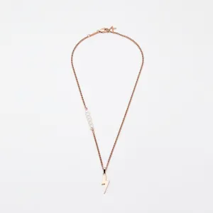 Lightning Necklace Rose Gold & White Pearl (470mm)