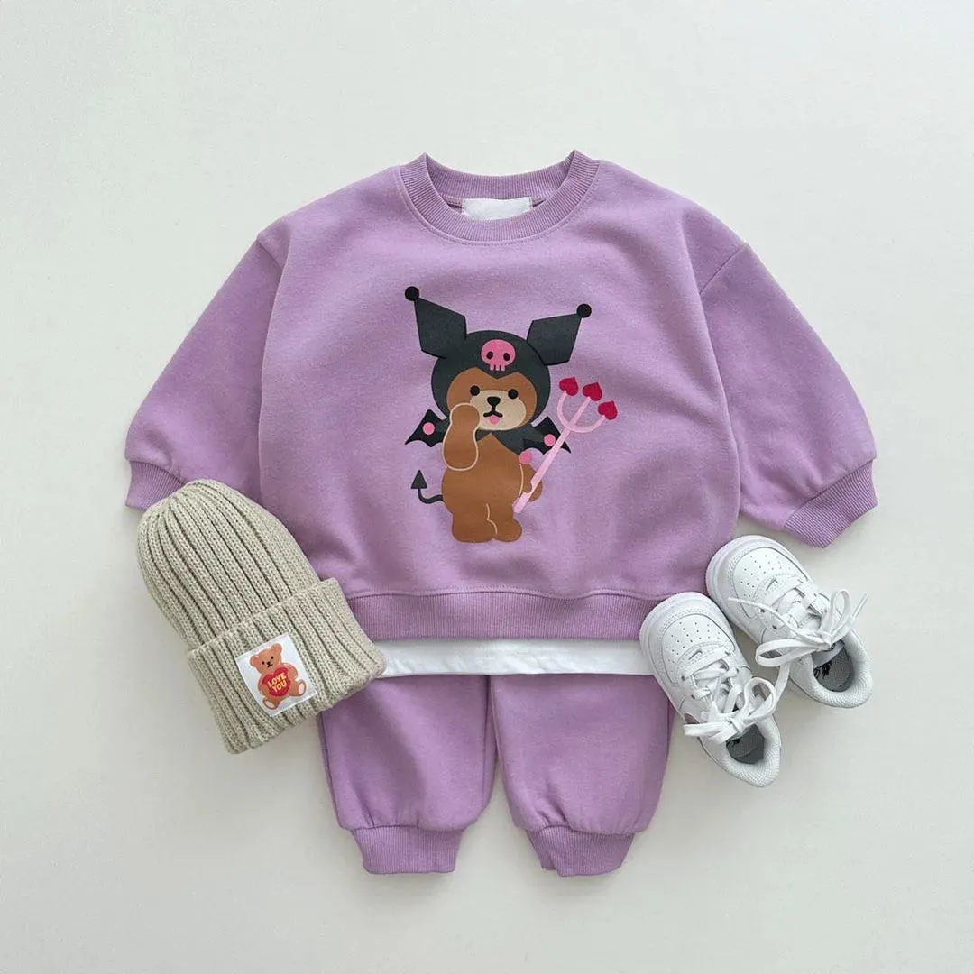 Lightweight Cartoon Print Casual Jogger Set