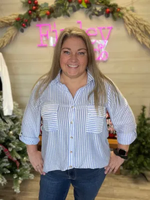 Lightweight Stripe Button Up