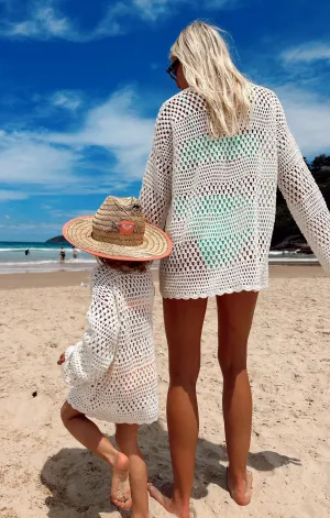 Lil Paula Pullover ~ White Crochet