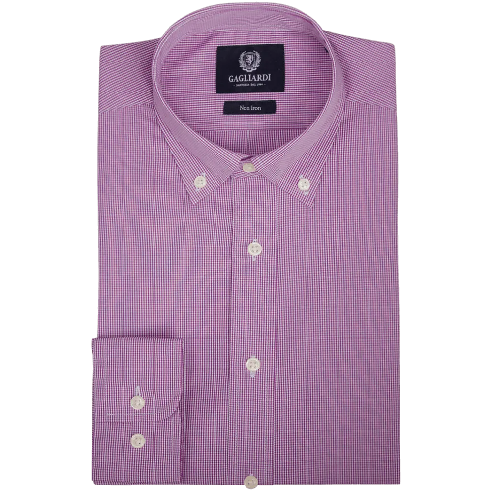 Lilac Mini Gingham Tailored Fit Buttondown Collar Shirt
