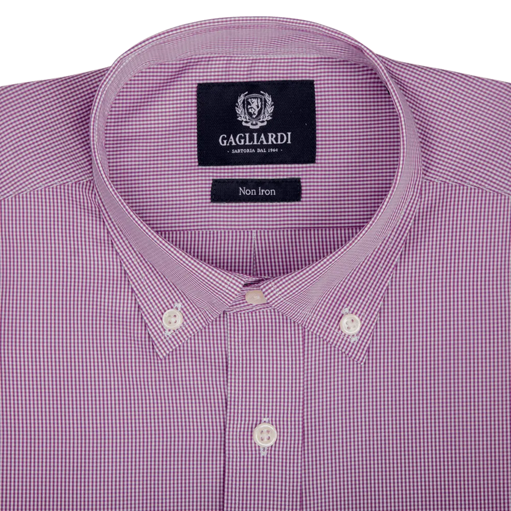 Lilac Mini Gingham Tailored Fit Buttondown Collar Shirt