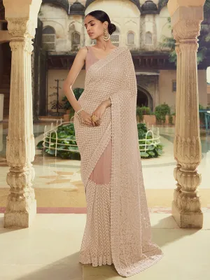 Lilac Soft Net Saree With Unstitched Blouse