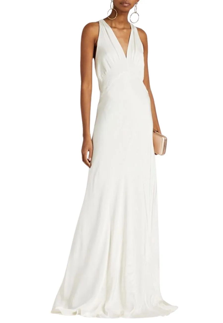 Lilly Cut-out Shirred Satin Wedding Gown