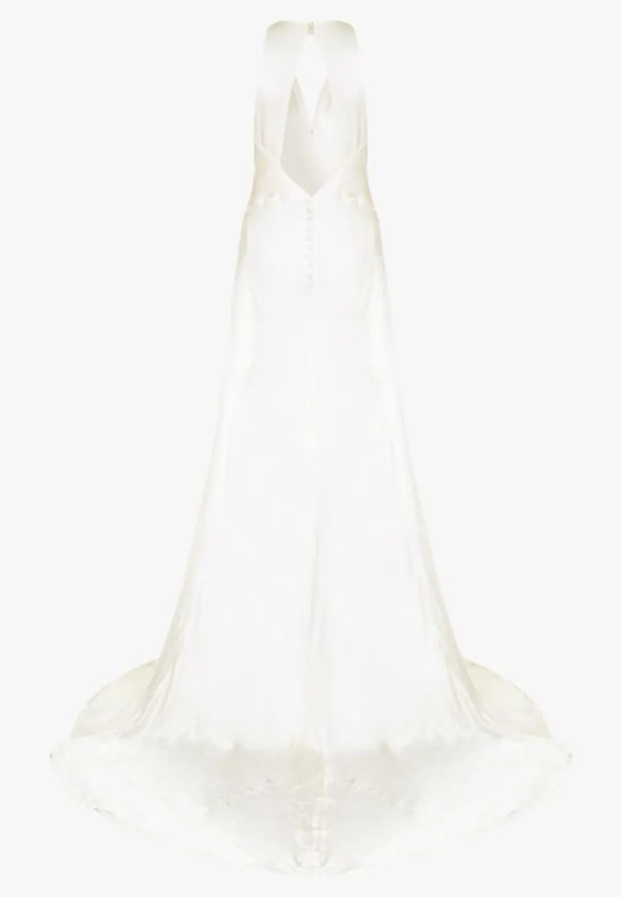 Lilly Cut-out Shirred Satin Wedding Gown