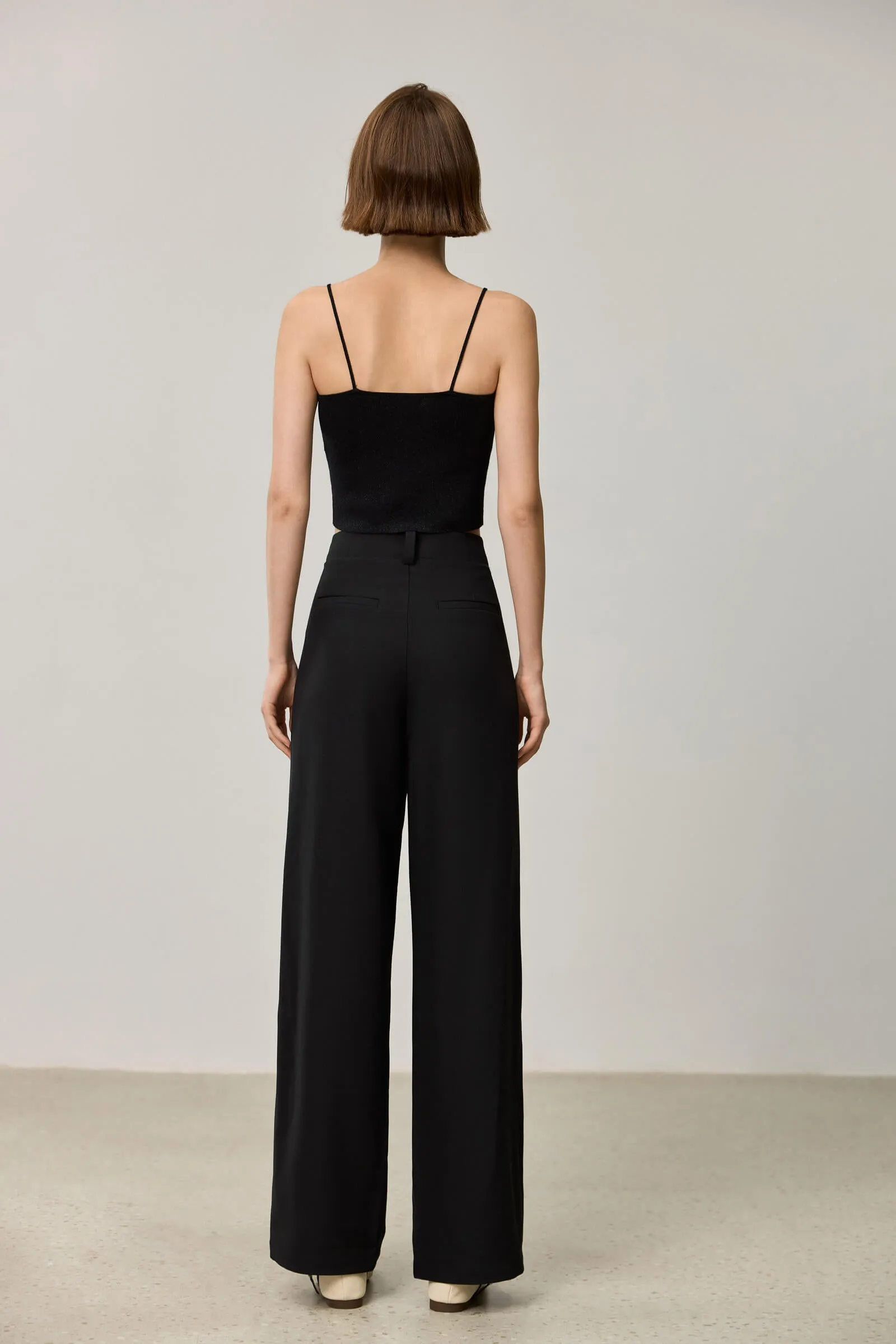 LILY Draped Office Wide-Leg Suit Pants