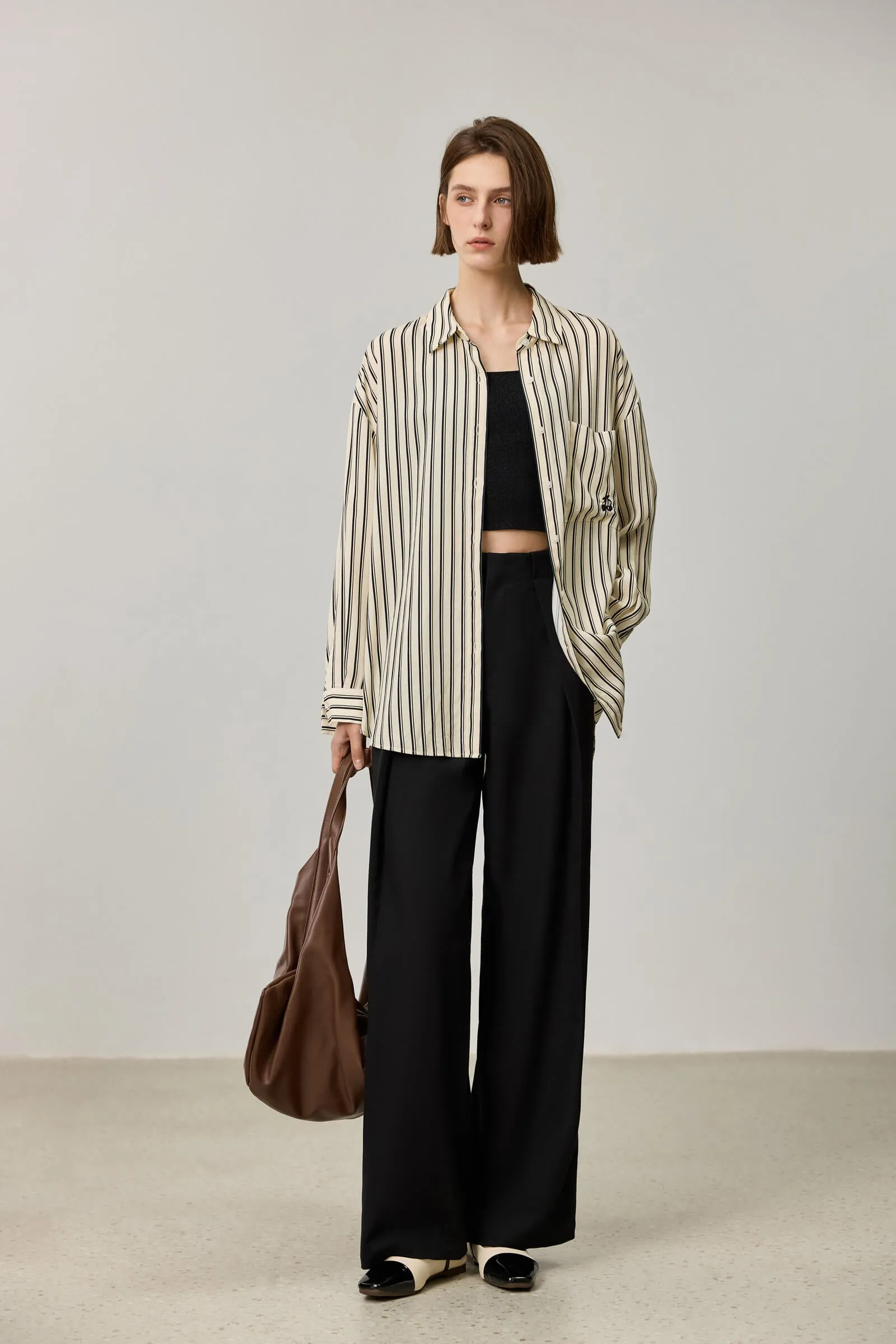 LILY Draped Office Wide-Leg Suit Pants