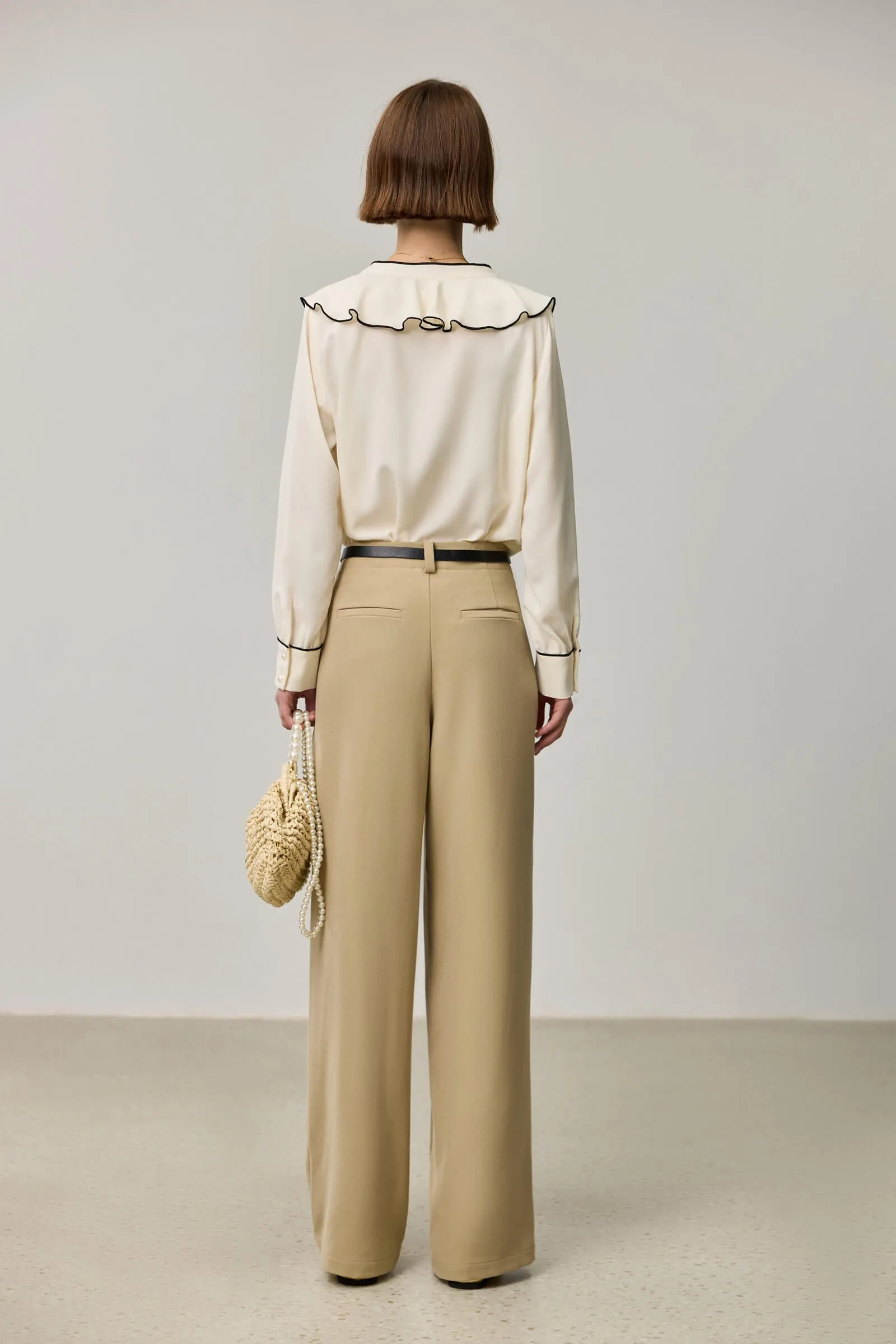 LILY Draped Office Wide-Leg Suit Pants