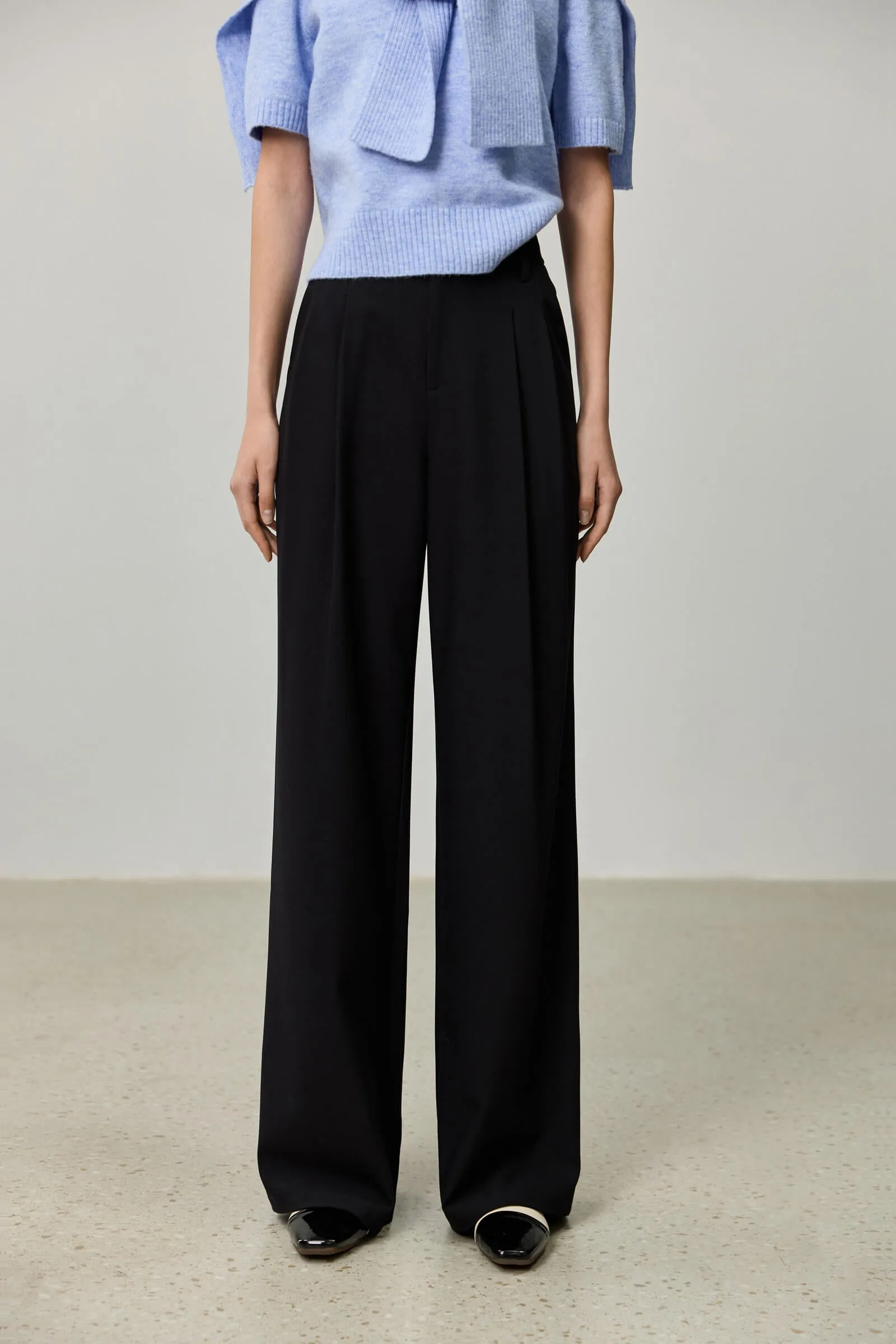 LILY Draped Office Wide-Leg Suit Pants