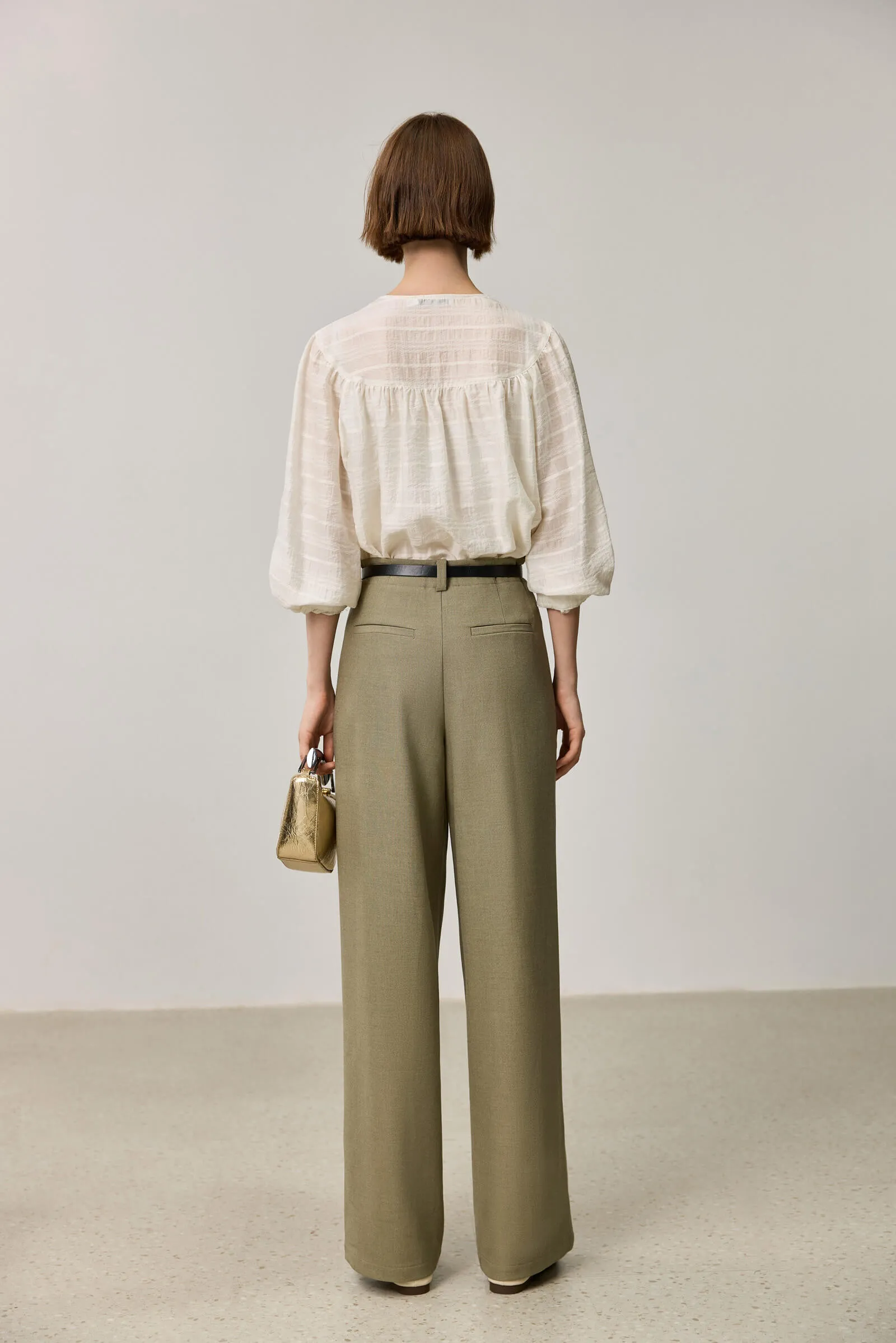 LILY Draped Office Wide-Leg Suit Pants