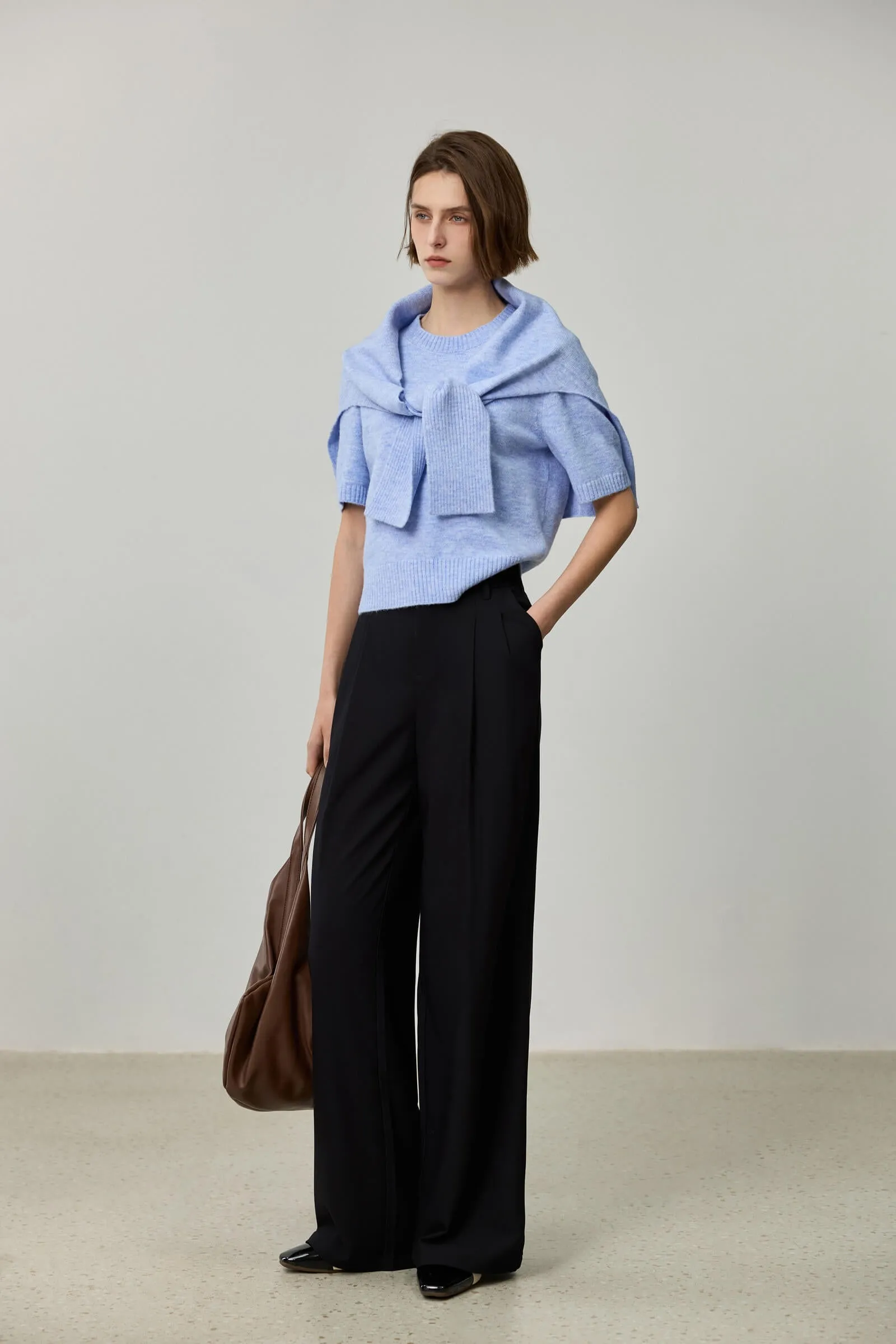 LILY Draped Office Wide-Leg Suit Pants