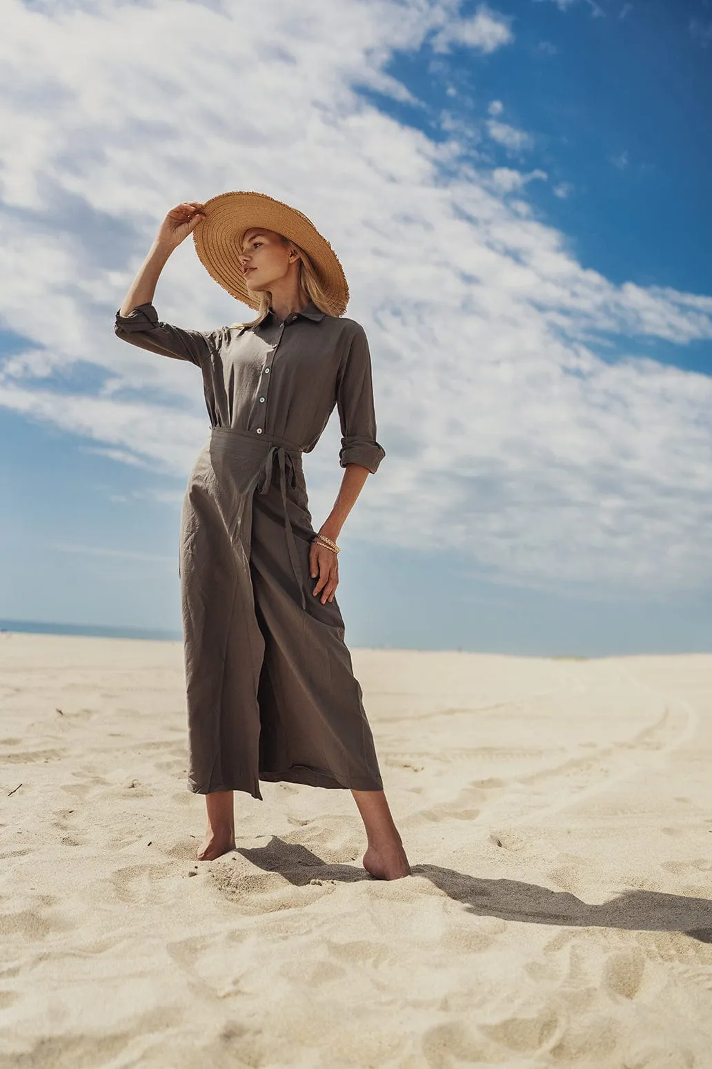 Linen Blouse-Olive