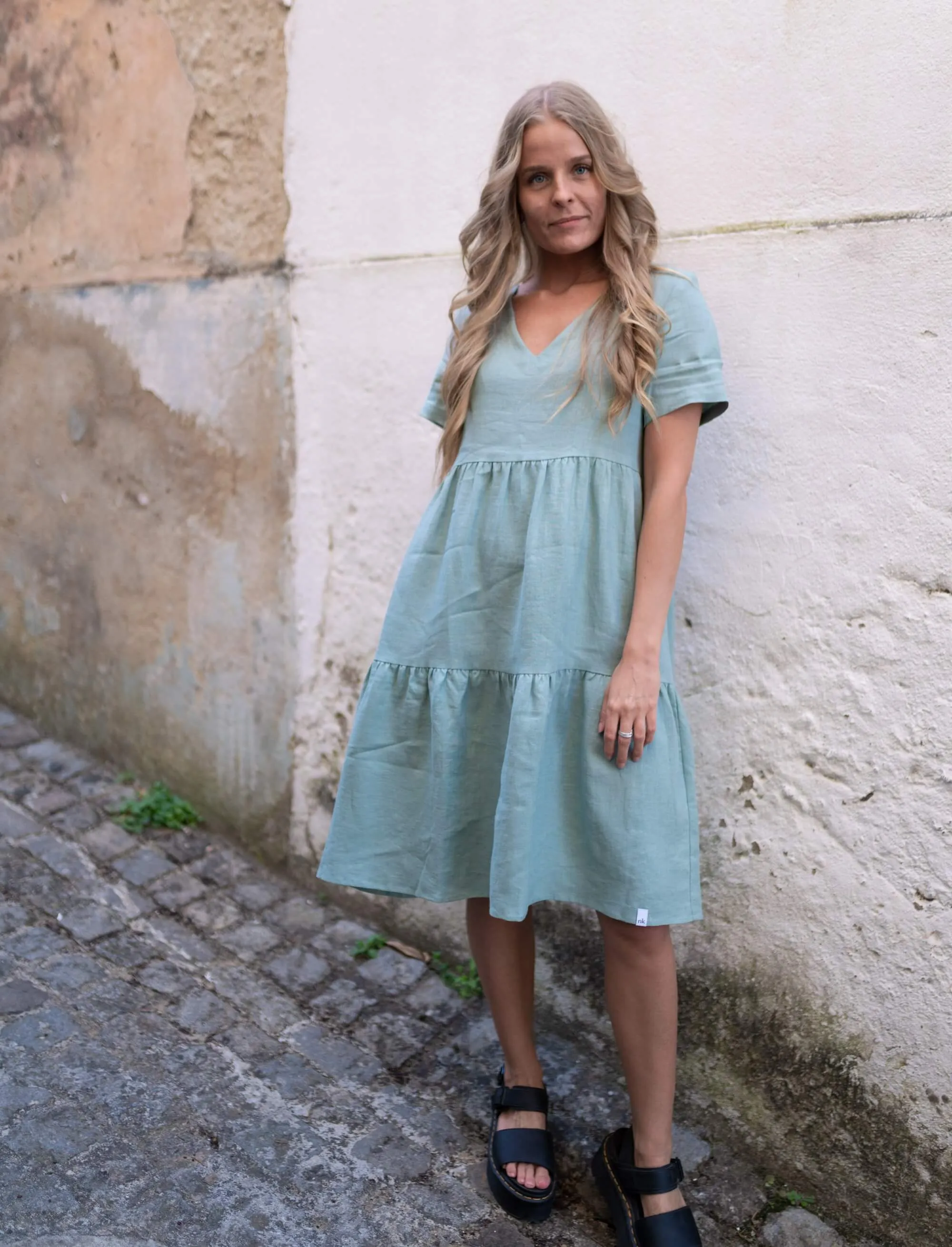 Linen Layer Dress Desert Sage Green