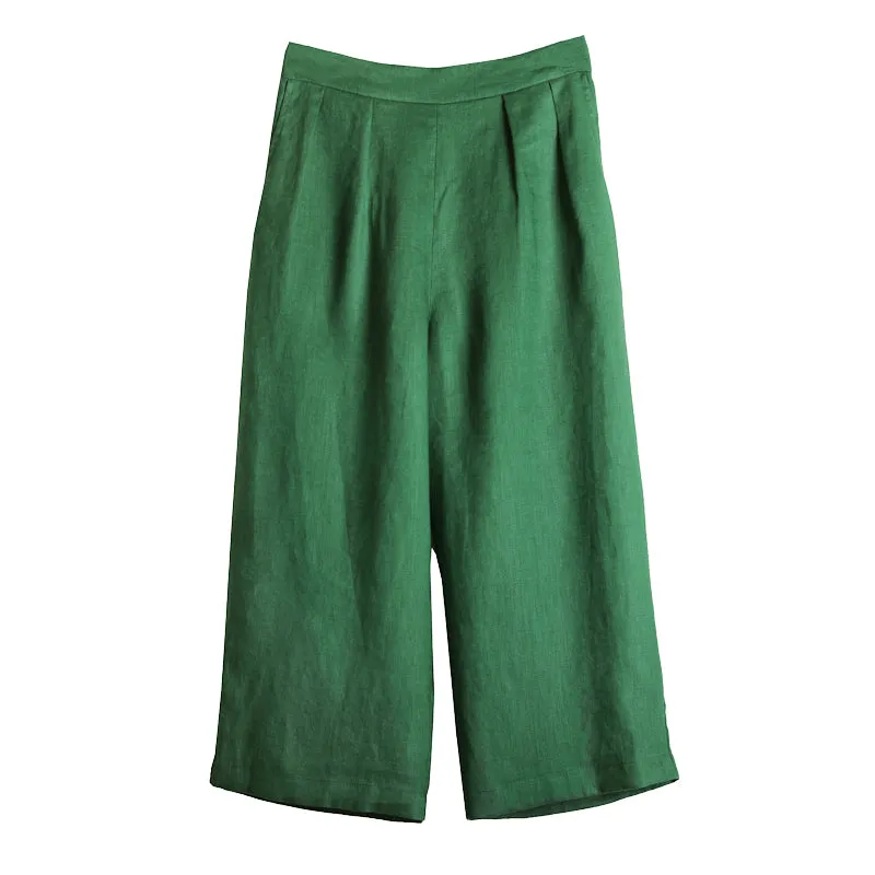Linen Summer Autumn Women Casual Pants with Pockets SMM97229