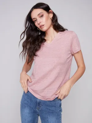 Linen V Neck T-Shirt