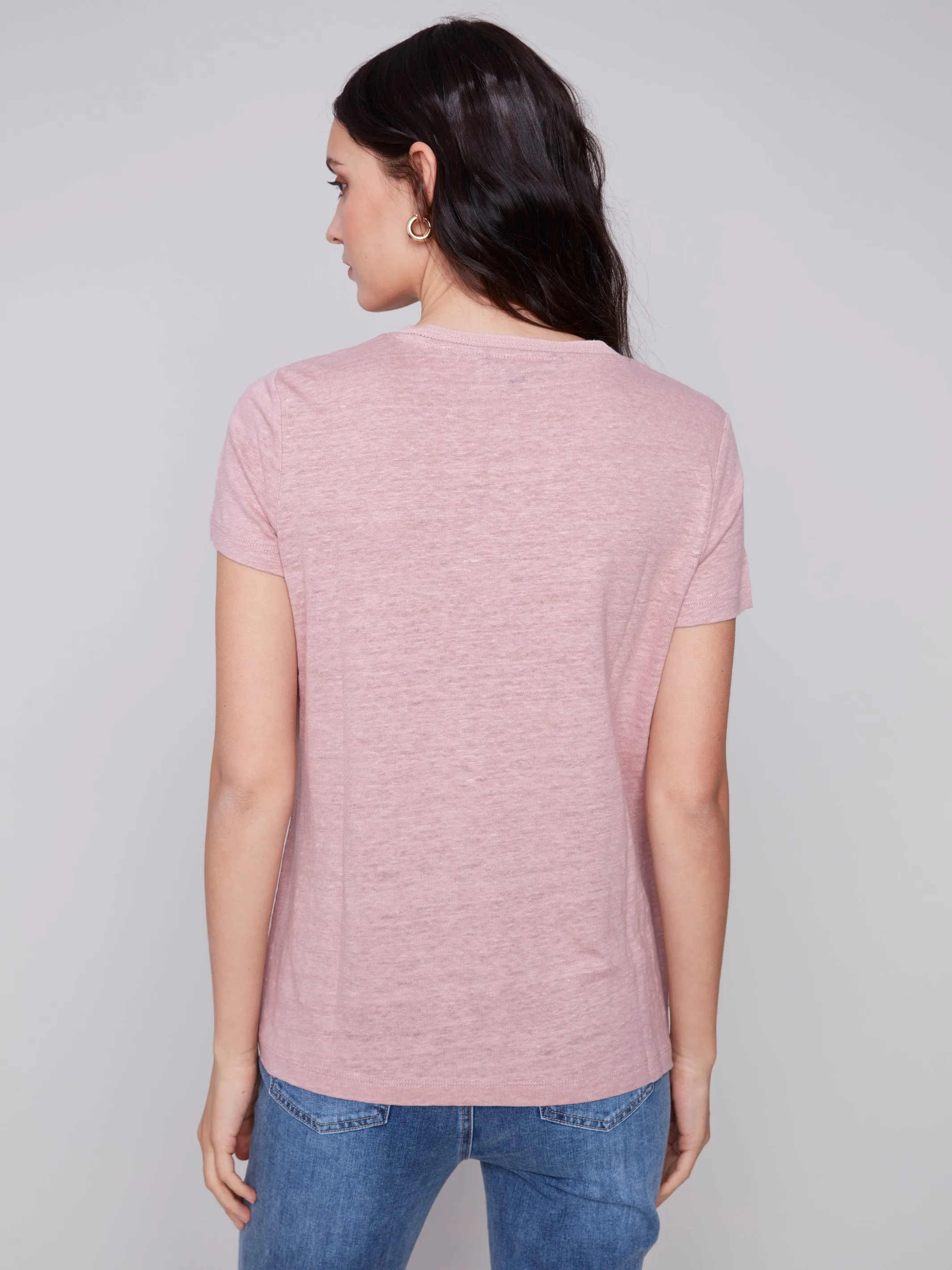 Linen V Neck T-Shirt