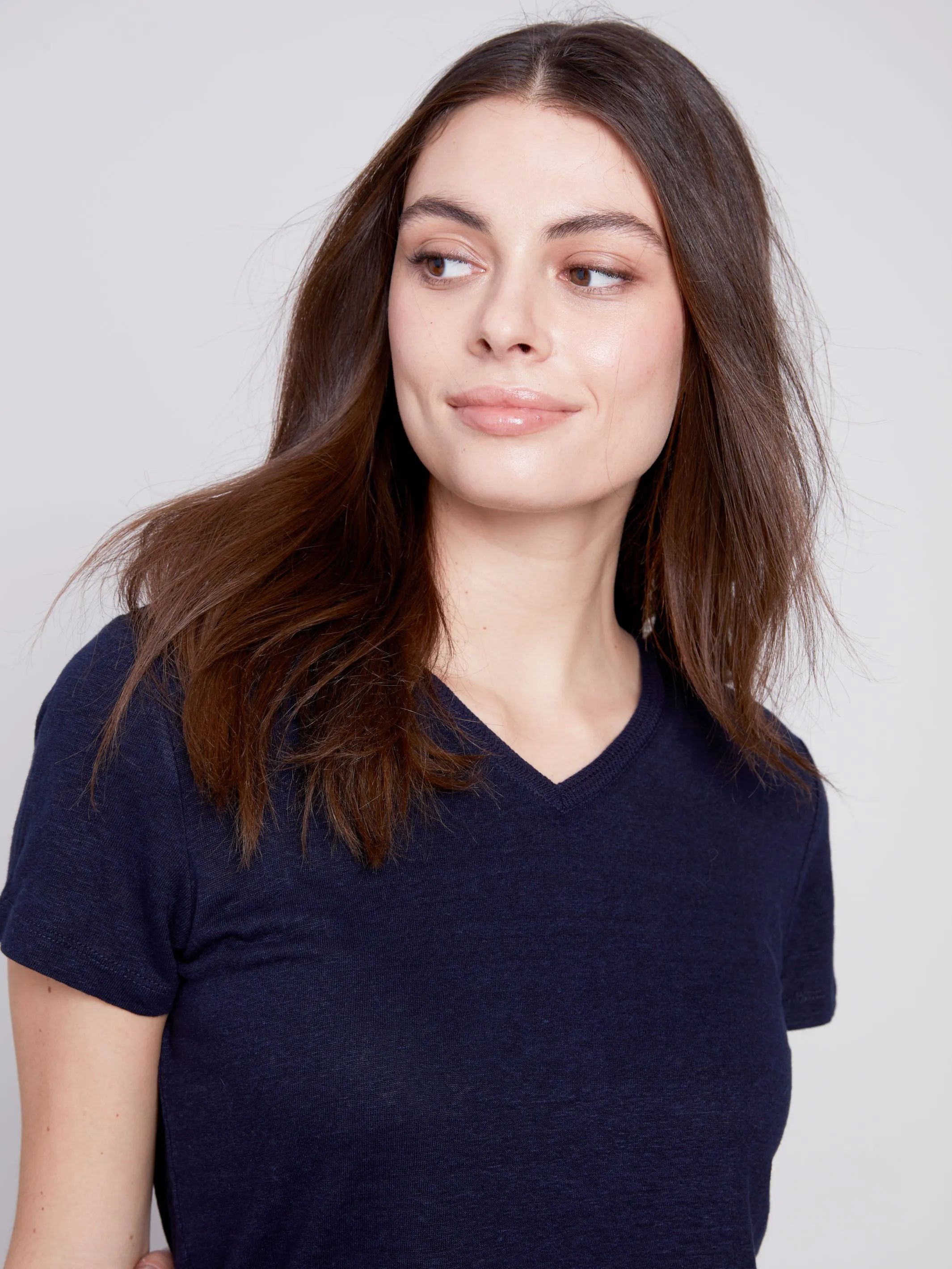 Linen V Neck T-Shirt