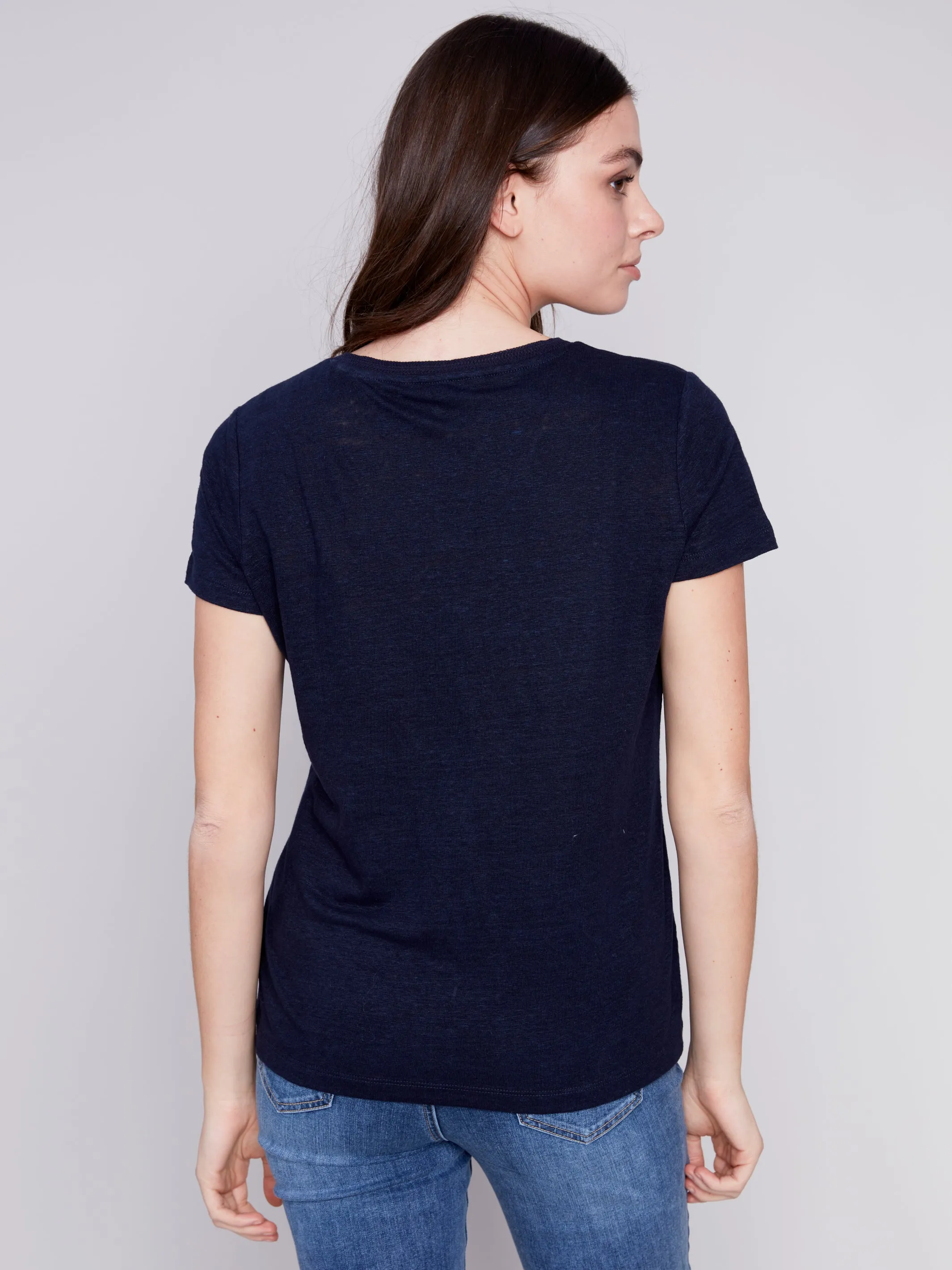 Linen V Neck T-Shirt
