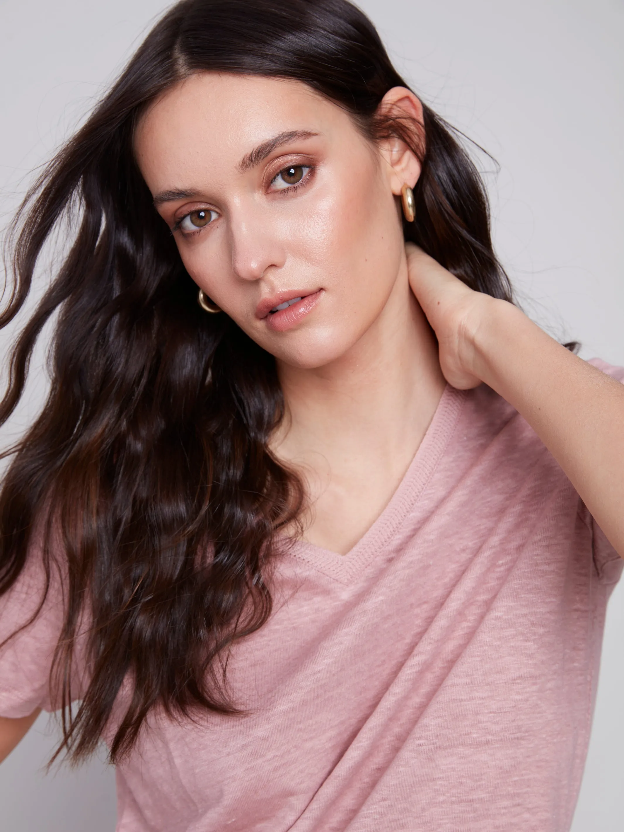 Linen V Neck T-Shirt