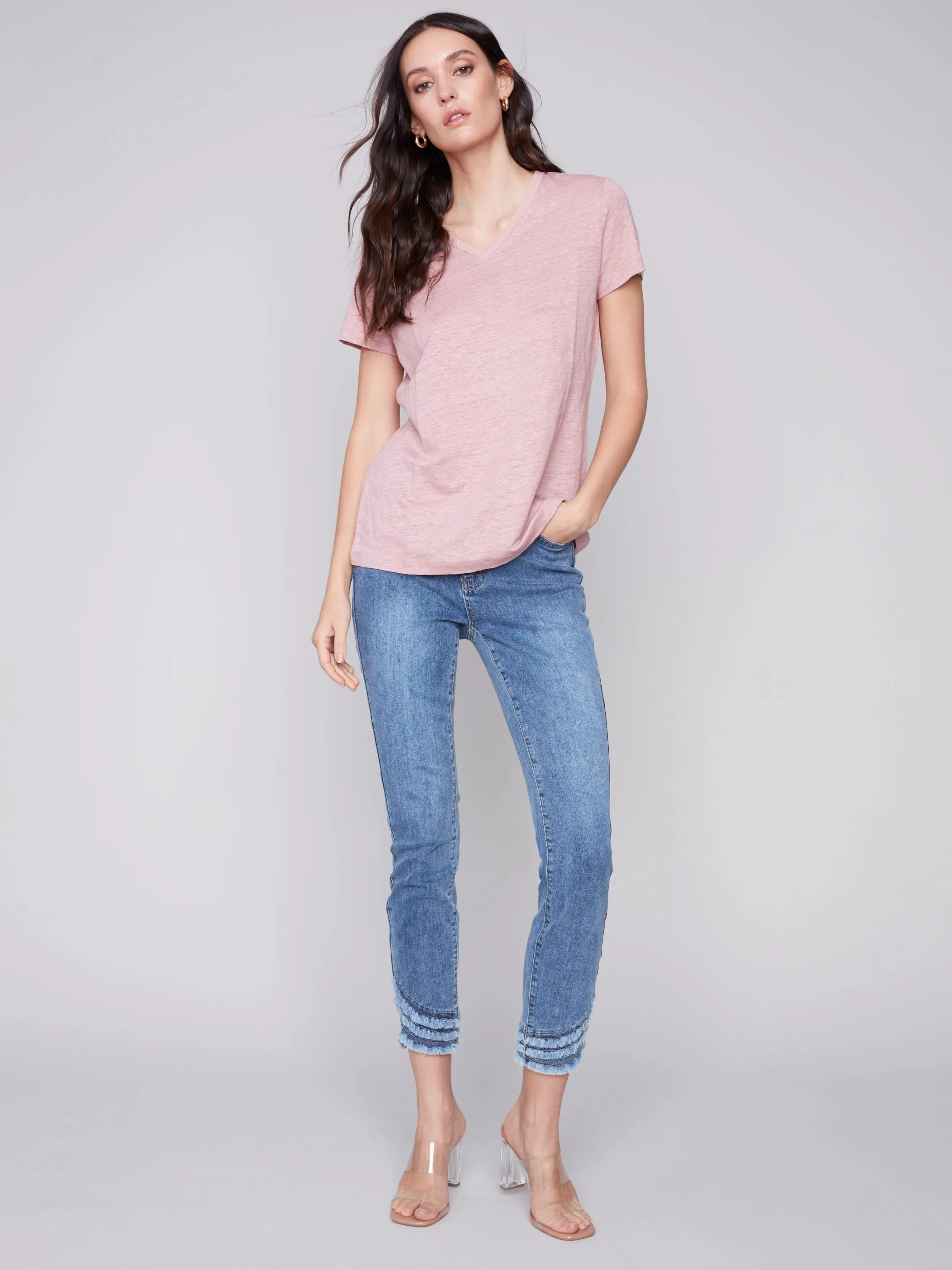 Linen V Neck T-Shirt