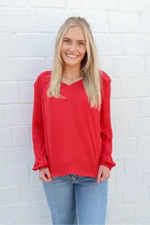 Liverpool Tango Red Blouse With Shirring
