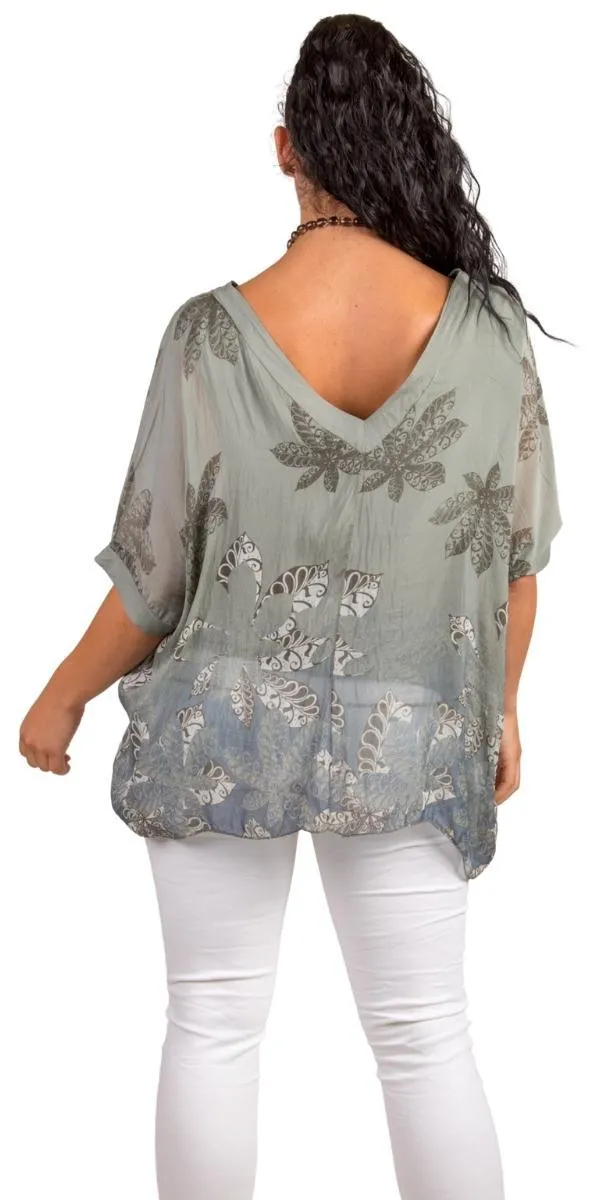 Lizane Leaf Print Blouse