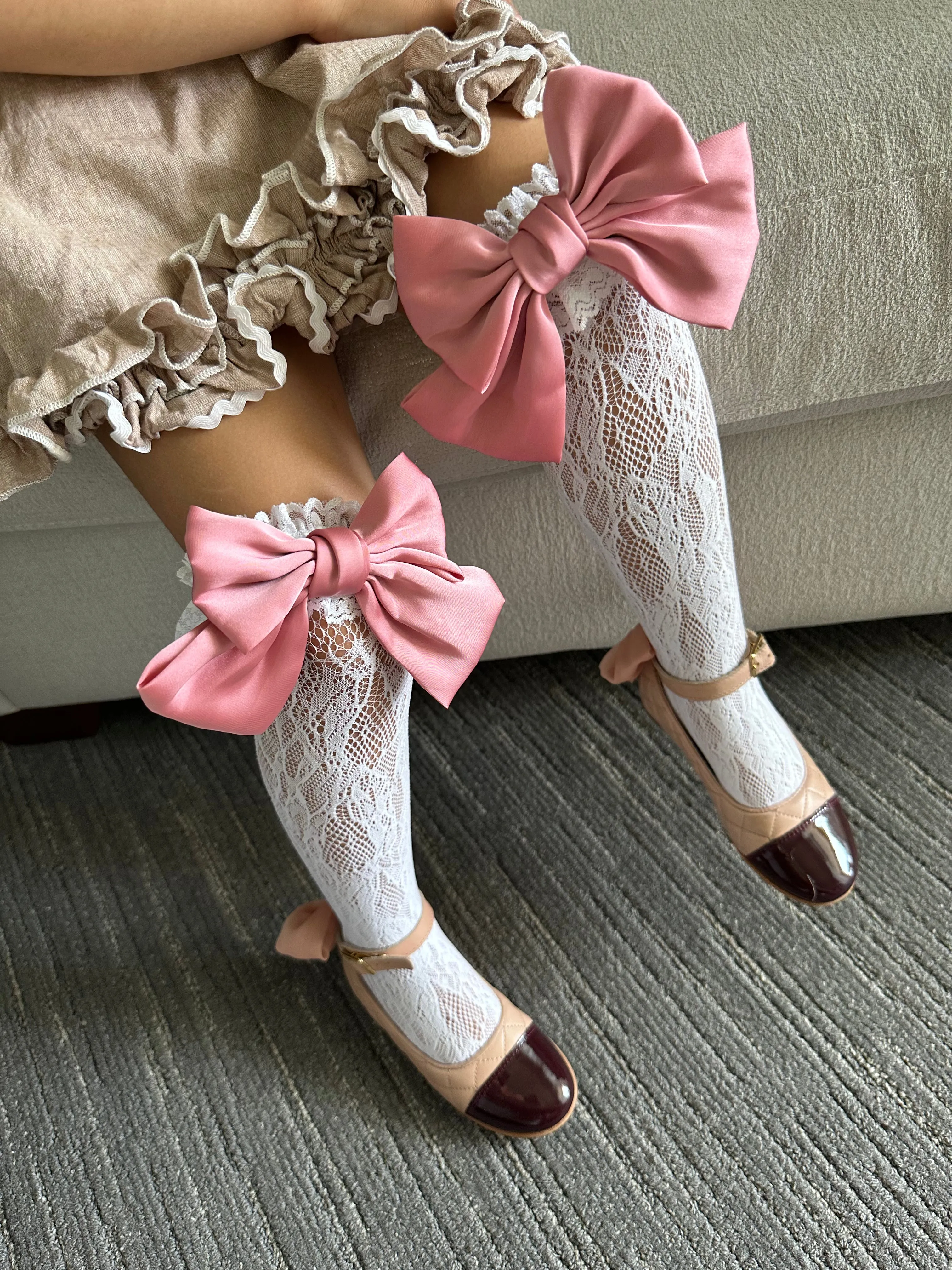 Lola Lace Socks with Satin Bows