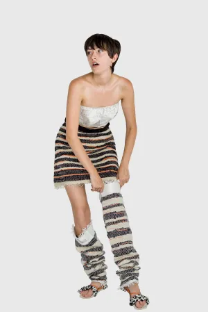 Long Dance Woven Legwarmers - Multicolor Black & Orange