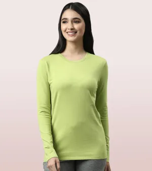 Long Sleeve Basic Crew Tee - Solid | Crew Neck Basic Stretch Cotton Tee