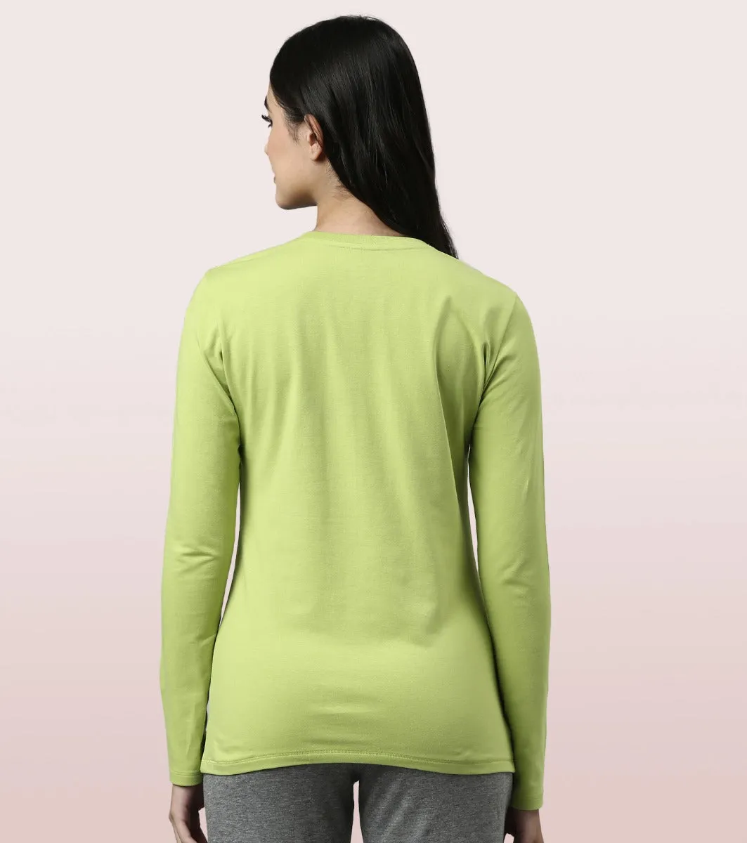 Long Sleeve Basic Crew Tee - Solid | Crew Neck Basic Stretch Cotton Tee