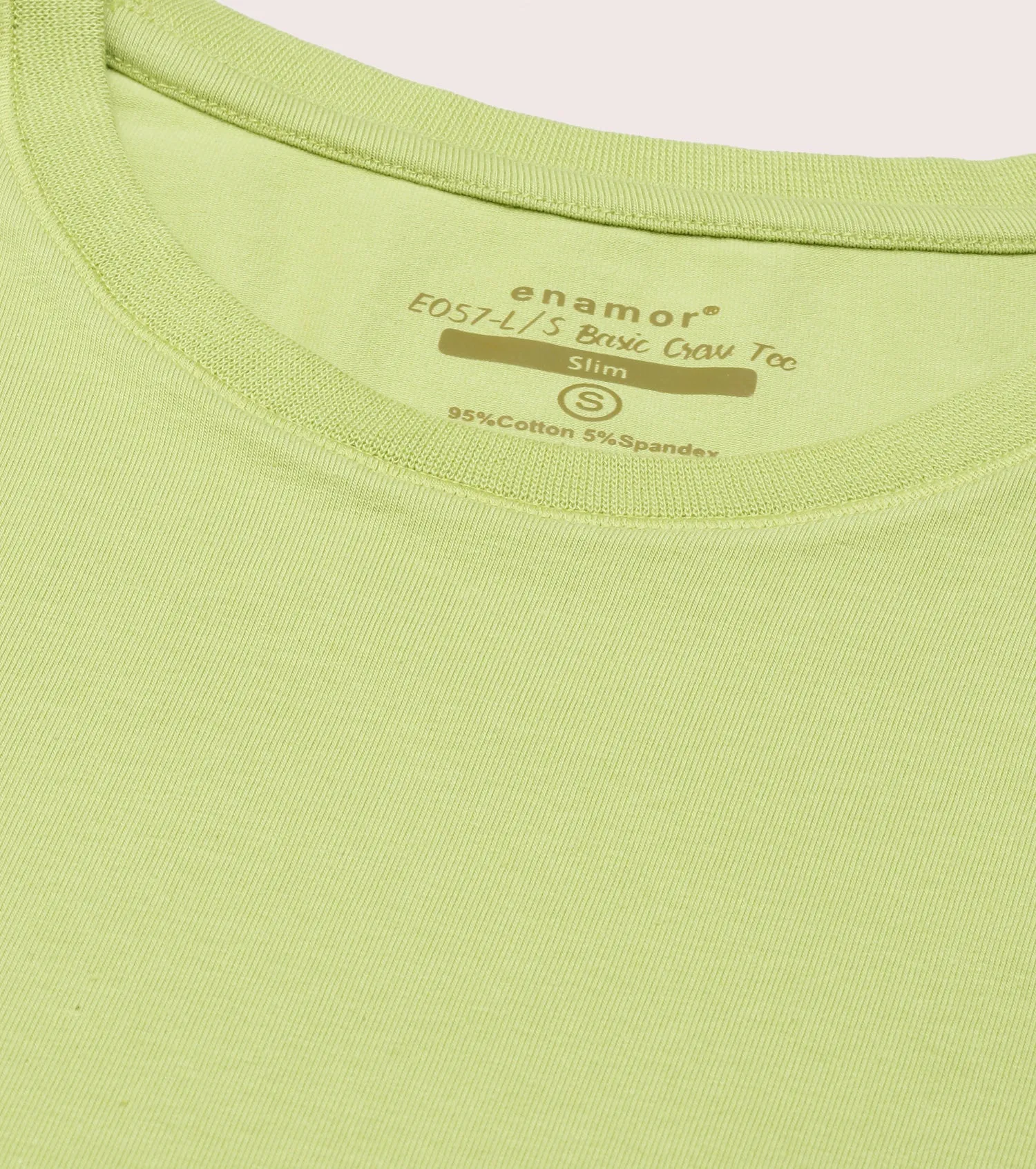 Long Sleeve Basic Crew Tee - Solid | Crew Neck Basic Stretch Cotton Tee