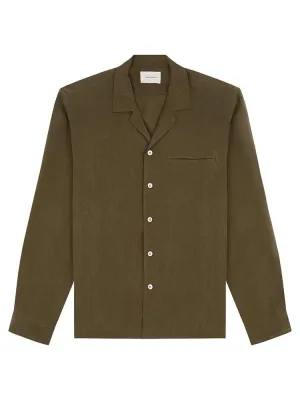 Long Sleeve Camp Collar Shirt - Army Green