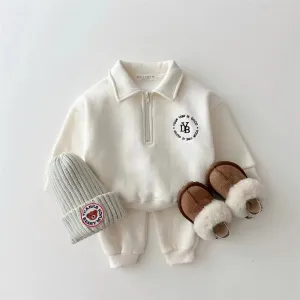 Long Sleeve Zip-Down Fleece Jogger Set