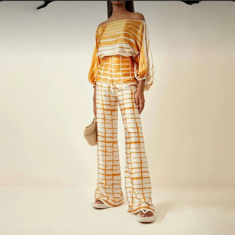 Loose Bat Sleeve Wide Leg Pants Casual Suit
