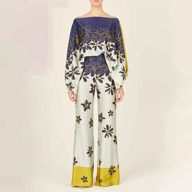 Loose Bat Sleeve Wide Leg Pants Casual Suit