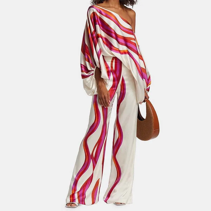 Loose Bat Sleeve Wide Leg Pants Casual Suit