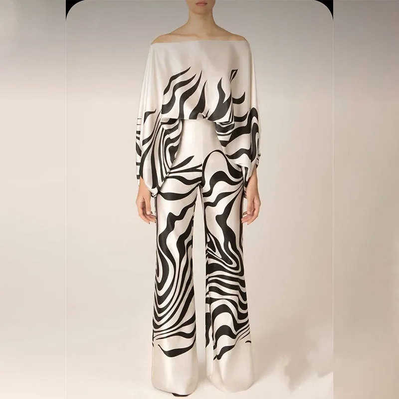 Loose Bat Sleeve Wide Leg Pants Casual Suit