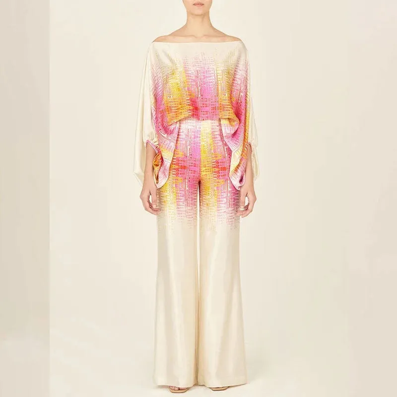 Loose Bat Sleeve Wide Leg Pants Casual Suit