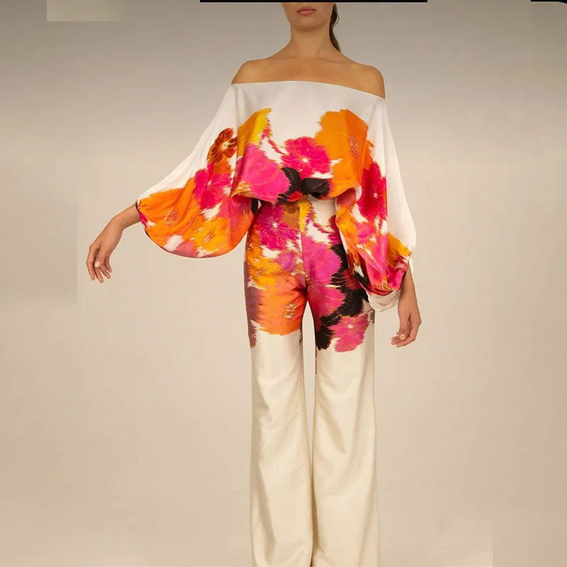 Loose Bat Sleeve Wide Leg Pants Casual Suit