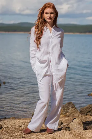 Loose Linen Shirt in White