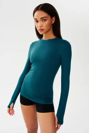 Louise Rib Long Sleeve: Peacock