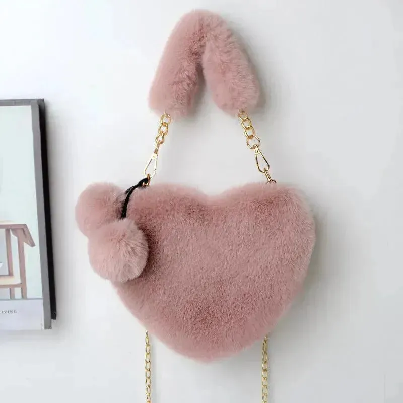 Love Bags Soft Plush Handbags Women Valentine's Day Party Bag