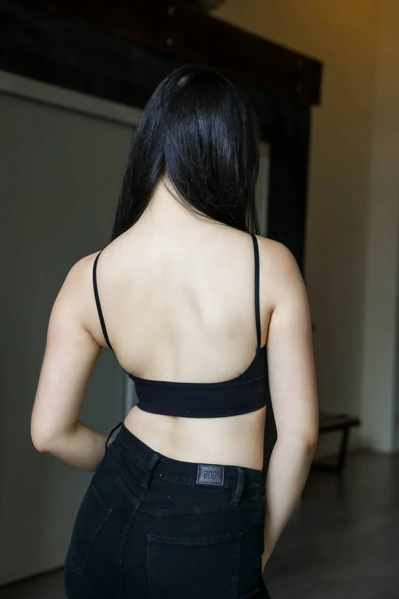 Low Back Basic Seamless Bralette: Black