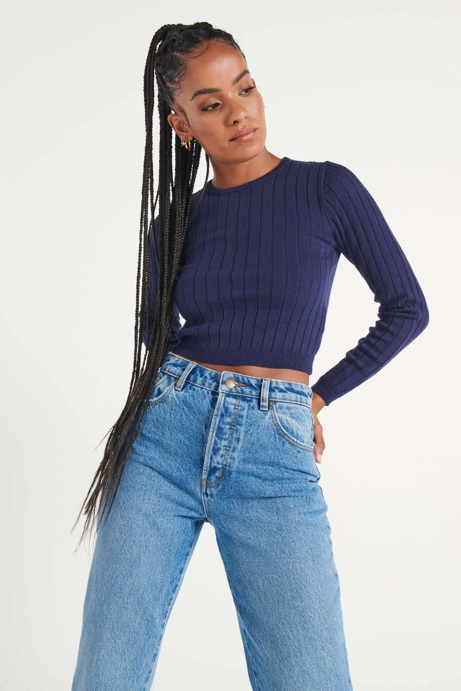 LS Jane Knit Tee - Midnight