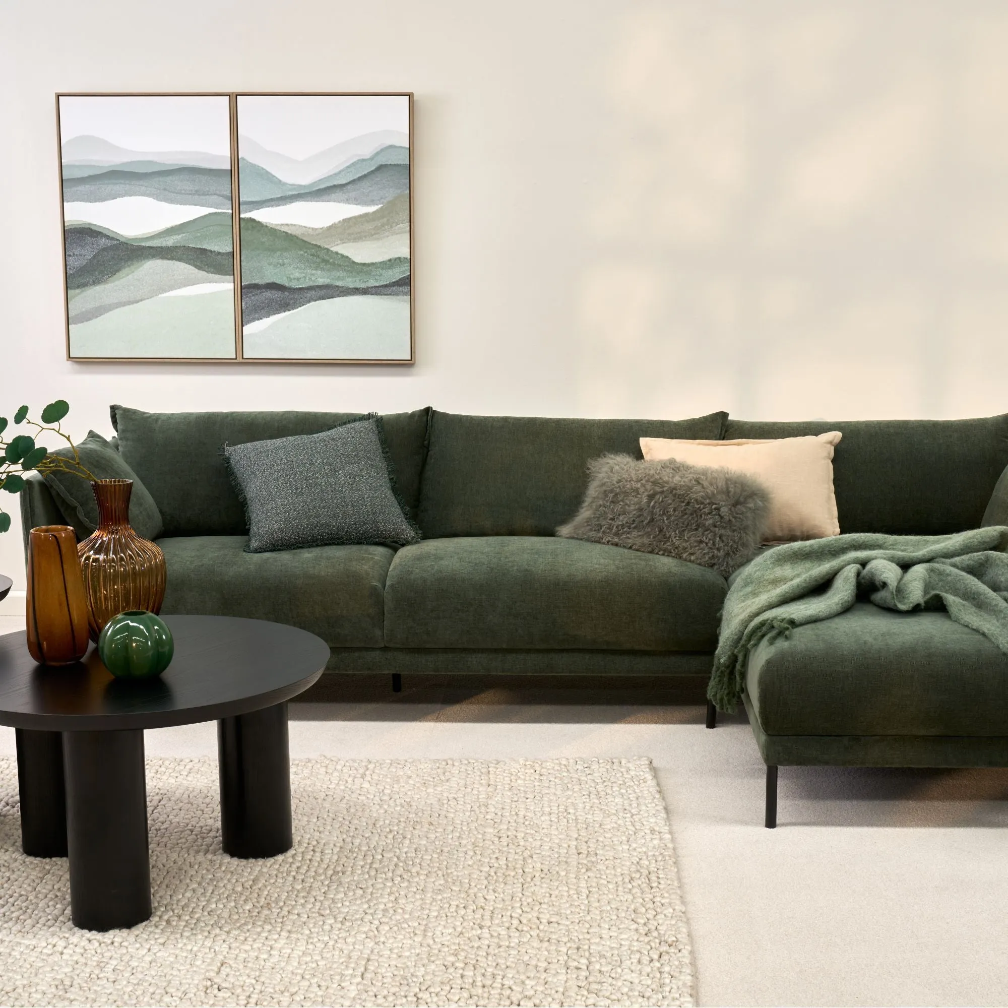 Lugo 3-Seat RH Chaise Sofa - Forest