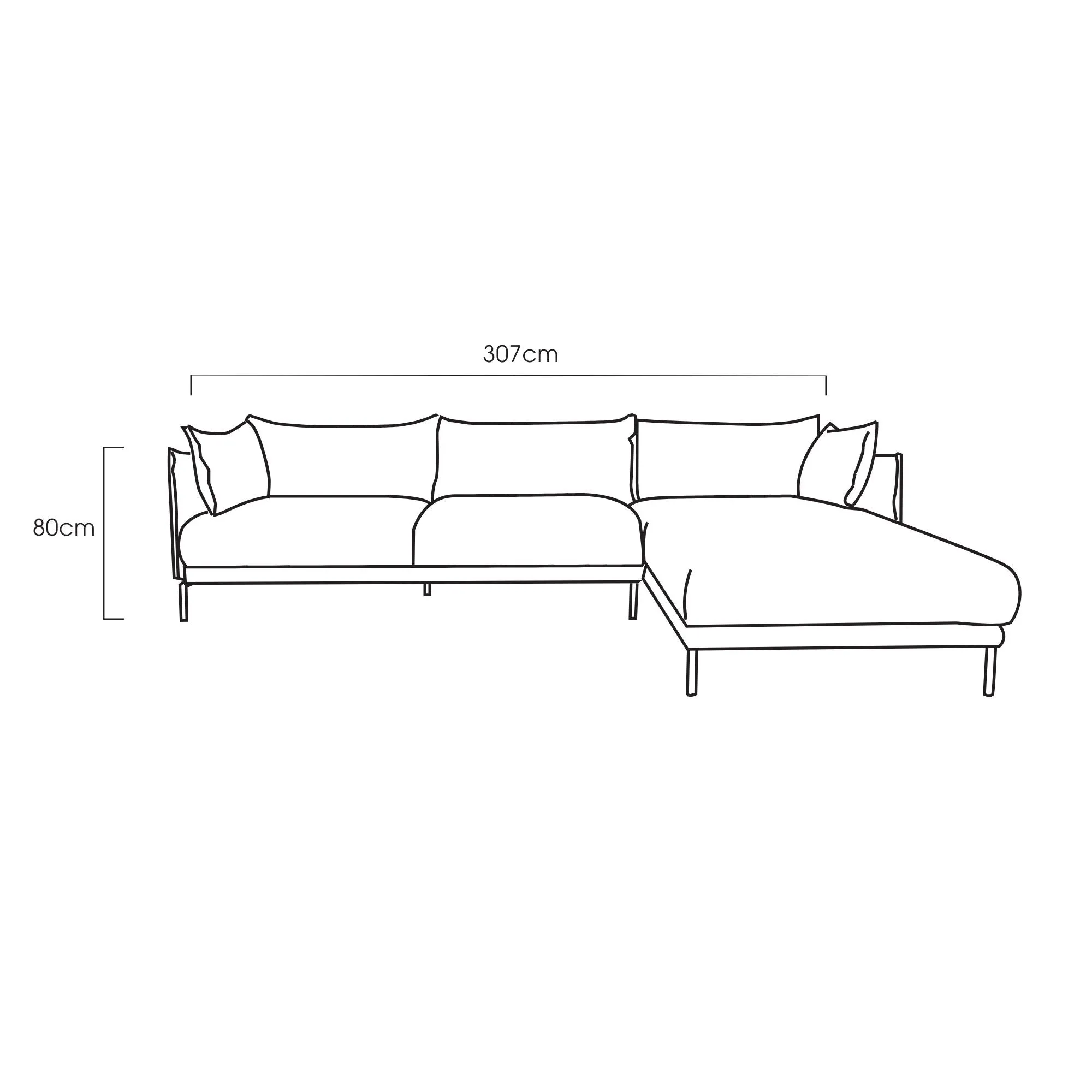 Lugo 3-Seat RH Chaise Sofa - Forest