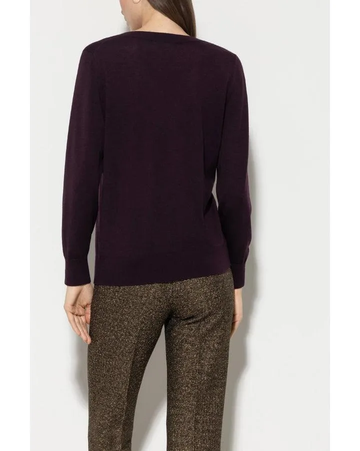 Luisa Cerano Fine Wool Silk V-Neck Sweater