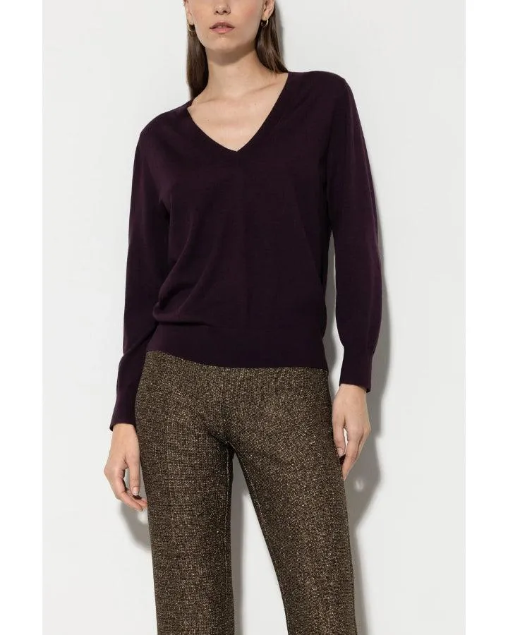 Luisa Cerano Fine Wool Silk V-Neck Sweater